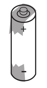 Illustration of a AA battery with terminals taped for recycling